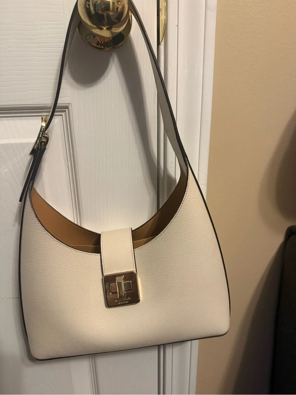 kate spade Cream Shoulder Bag with Gold Hardware